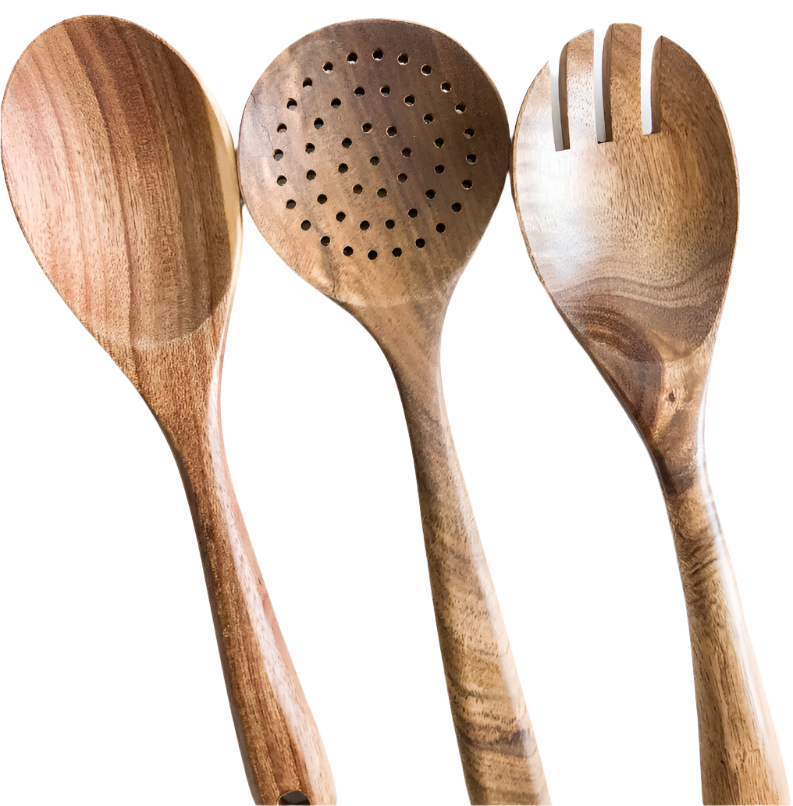 Natural Acacia Wood Kitchen Utensil Set