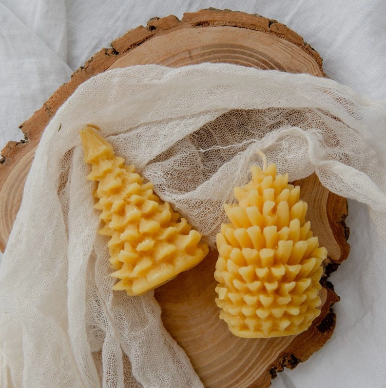 Beeswax Tree and Pinecone Candles