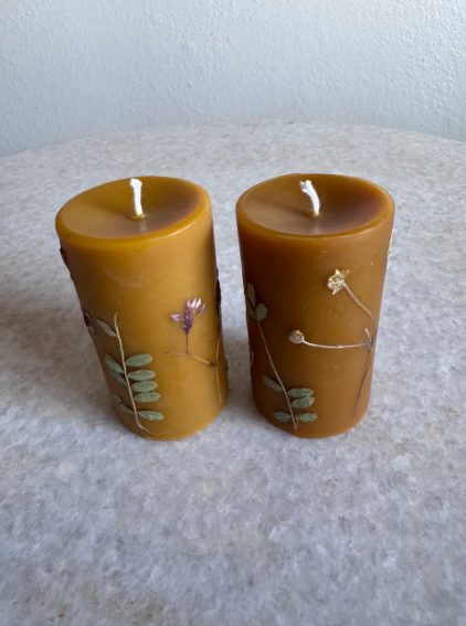 Botanical Pillar Beeswax Candle