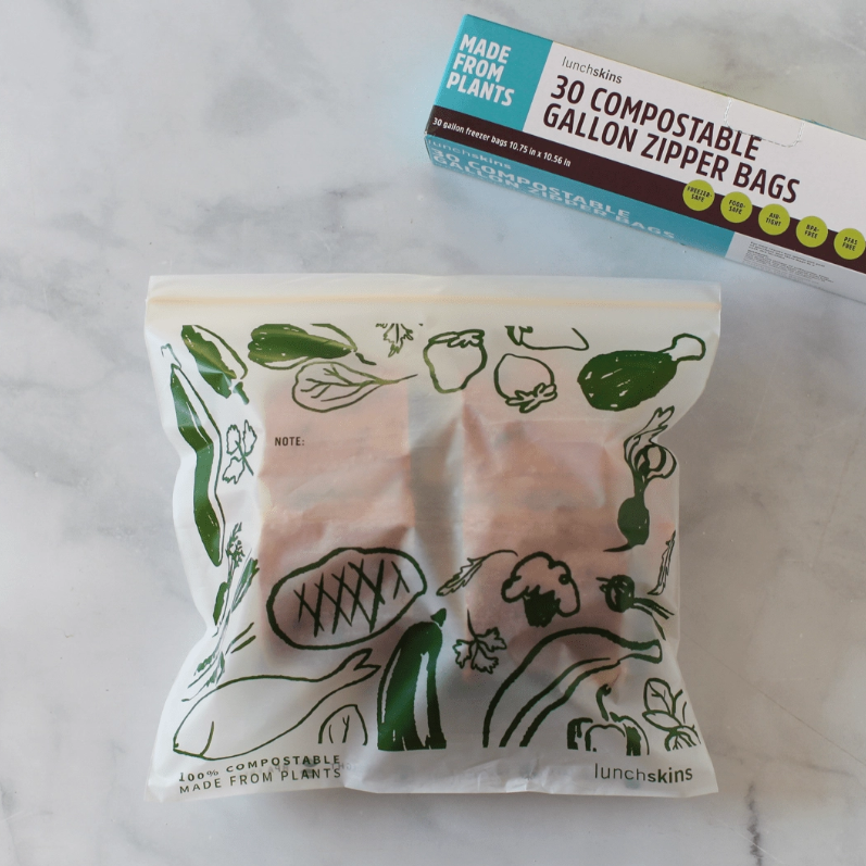 Compostable Freezer-Safe Gallon Ziptop Bags