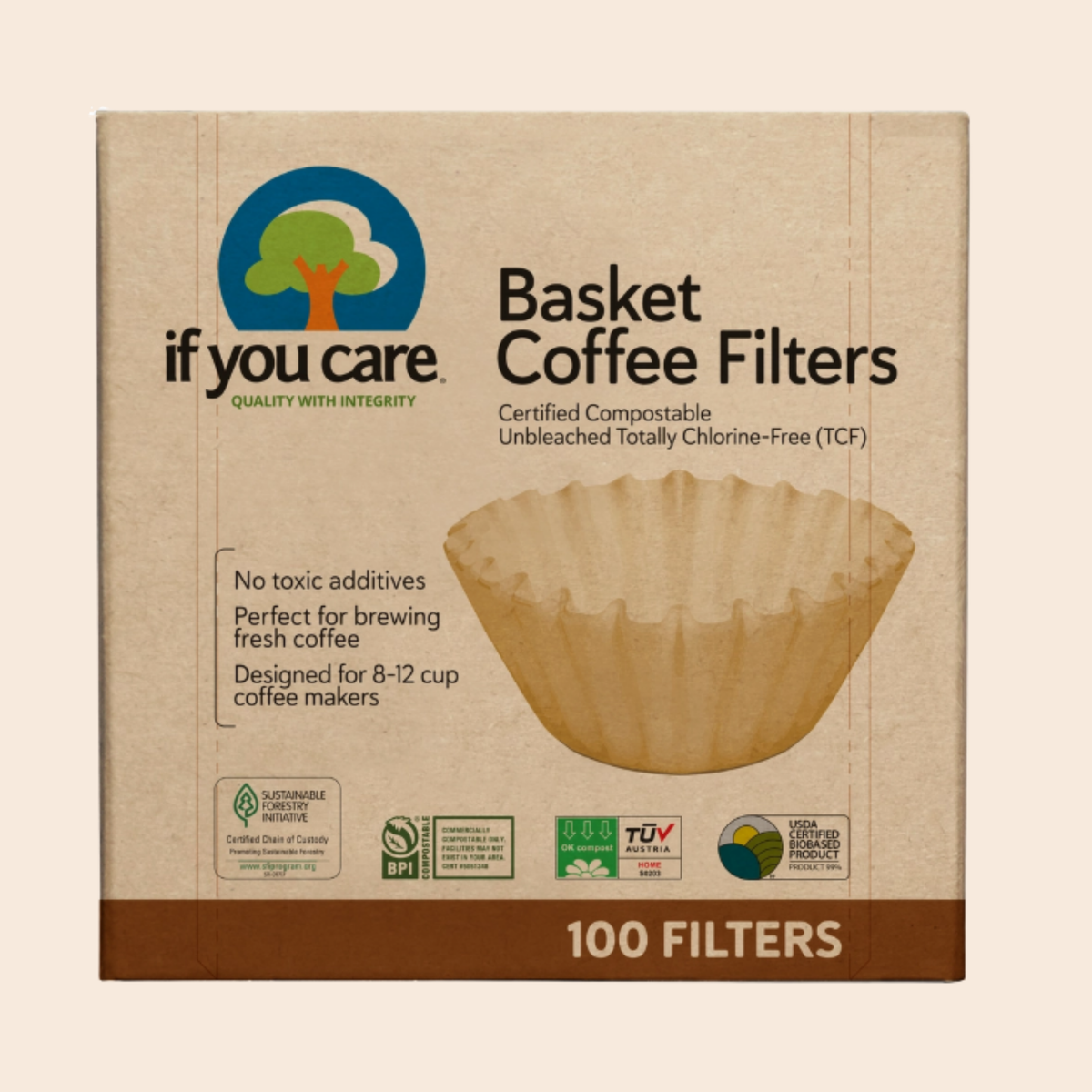 Unbleached 8" Basket Coffee Filters
